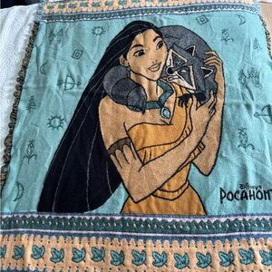 Vintage 90's Beacon Pocahontas Meeko Fringe Throw Blanket 50" x 58" Made in USA